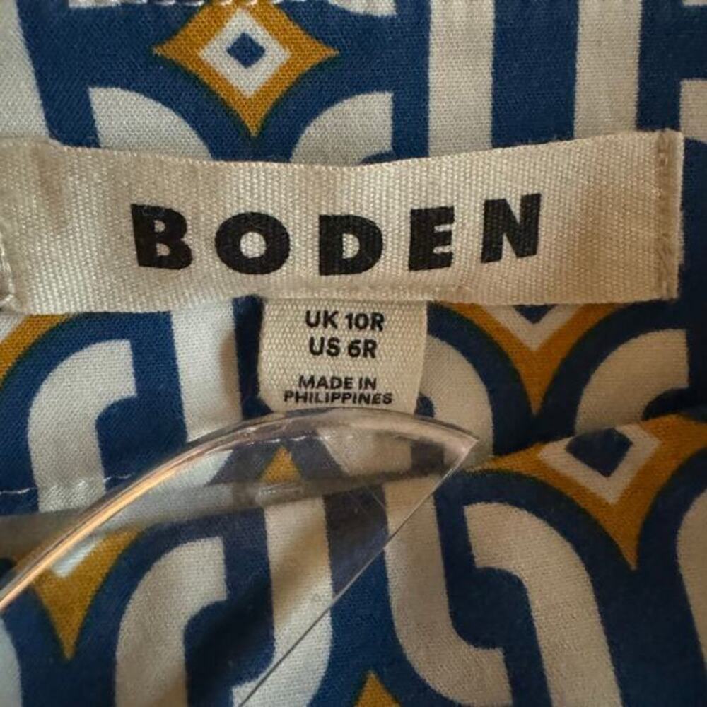 Boden Pants Cropped Flared Sapphire, Azure Geo US Size 6 R Geometric Flare - Picture 9 of 9